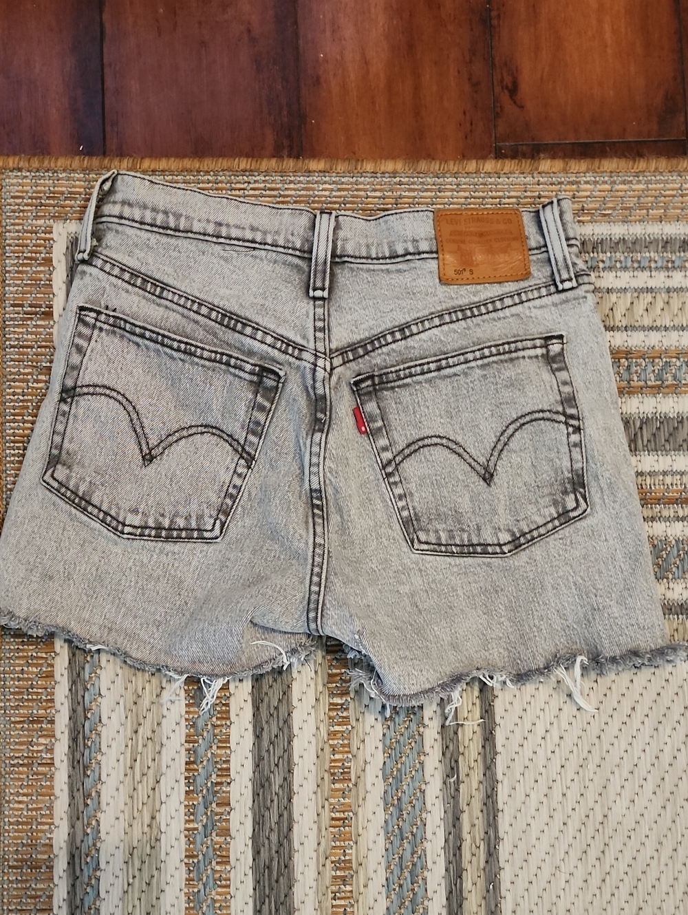Levi's Light Gray Washed Denim Cutoff Shorts